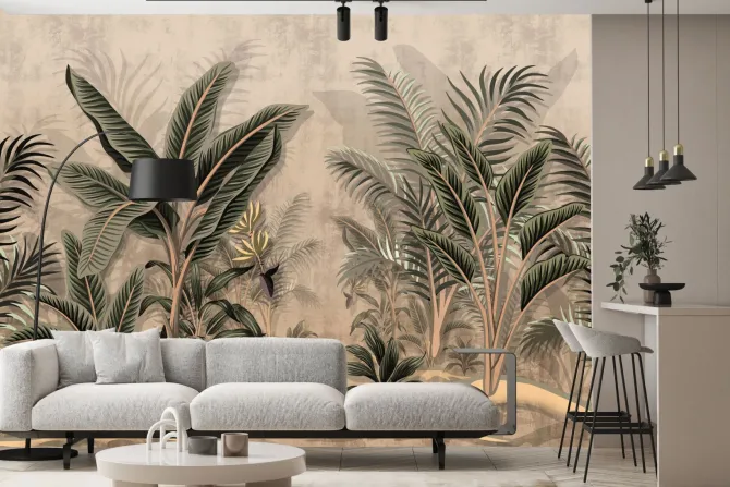 Fototapeta: Tropikalne bananowce i inne palmy w lesie deszczowym