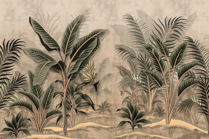 Fototapeta: Tropikalne bananowce i inne palmy w lesie deszczowym