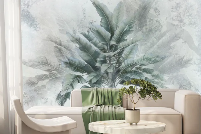 Fototapeta: Tropikalne drzewo bananowiec zielone liście