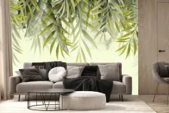 Fototapeta: Tropikalne liście 3d na zielonym tle
