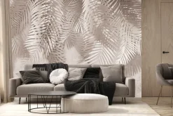 Fototapeta: Tropikalne liście palm w beżach