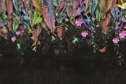 Fototapeta: Tropikalne liście bananów z kwiatami i motylami