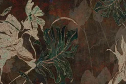 Fototapeta: Tropikalne liście na brązowej teksturze