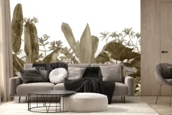 Fototapeta: Tropikalne liście vintage malowane akwarelą