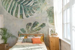 Fototapeta: Tropikalne liście na tle w stylu grunge