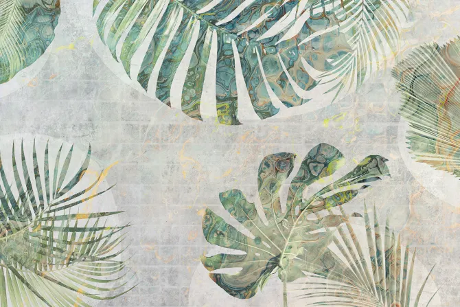 Fototapeta: Tropikalne liście na tle w stylu grunge