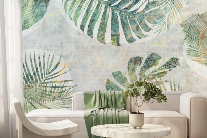 Fototapeta: Tropikalne liście na tle w stylu grunge