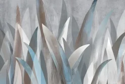 Fototapeta: Tropikalne liście na tle z betonową teksturą w stylu abstrakcyjnym