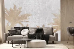 Fototapeta: Tropikalne palmy na betonowym teksturowanym tle styl loft