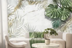 Fototapeta: Tropikalne rośliny monstera i palma