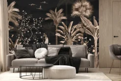 Fototapeta: Tropikalne rośliny palmy monstery