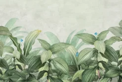 Fototapeta: Tropikalne rośliny i małe niebieskie kwiatki