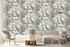 Fototapeta: Tropikalne rośliny liście bananowca ceglany mur dekoracja