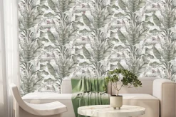 Fototapeta: Tropikalne rośliny liście bananowca ceglany mur dekoracja