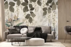 Fototapeta: Tropikalne rośliny i białe kwiaty