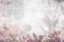 Fototapeta: Tropikalne różowe liście na betonie