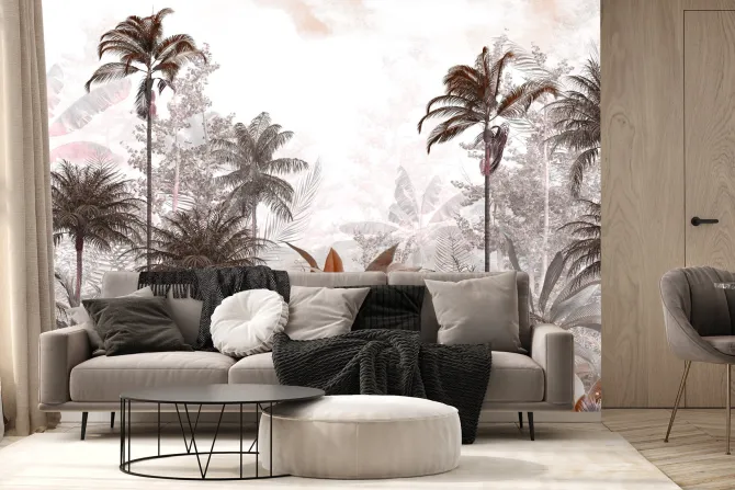 Fototapeta: Tropikalny brązowy las z palmami