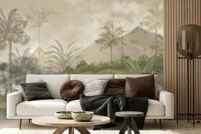 Fototapeta: Tropikalny krajobraz palmy w góry