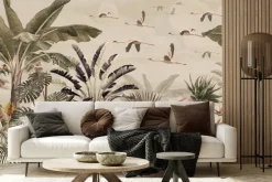 Fototapeta: Tropikalny krajobraz rośliny i egzotyczne ptaki