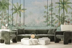 Fototapeta: Tropikalny krajobraz drzewa palmy na tle sztukaterii