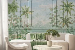 Fototapeta: Tropikalny krajobraz drzewa palmy na tle sztukaterii