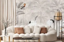 Fototapeta: Tropikalny krajobraz z żurawiami w dżungli