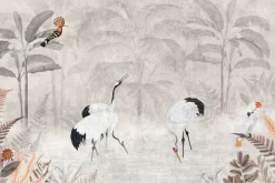 Fototapeta: Tropikalny krajobraz z żurawiami w dżungli