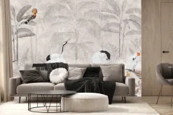 Fototapeta: Tropikalny krajobraz z żurawiami w dżungli