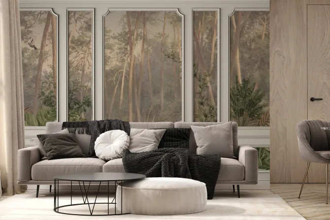 Fototapeta: Tropikalny krajobraz rośliny w sztukaterii