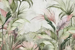 Fototapeta: Tropikalny krajobraz pastelowe liście na betonowym tle