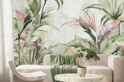 Fototapeta: Tropikalny krajobraz pastelowe liście na betonowym tle