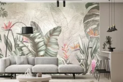 Fototapeta: Tropikalny las z liśćmi palm
