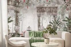 Fototapeta: Tropikalny las z fontanną i kolumnami