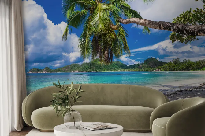Fototapeta: Tropikalny raj na seszelach wyspy i palmy
