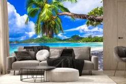 Fototapeta: Tropikalny raj na seszelach wyspy i palmy