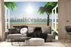 Fototapeta: Tropikalny widok na morze z plaży