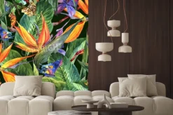 Fototapeta: Tropikalny wzór z rajskimi ptakami i motylami