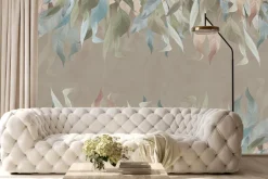 Fototapeta: Tropikalny wzór liście na brązowym tle