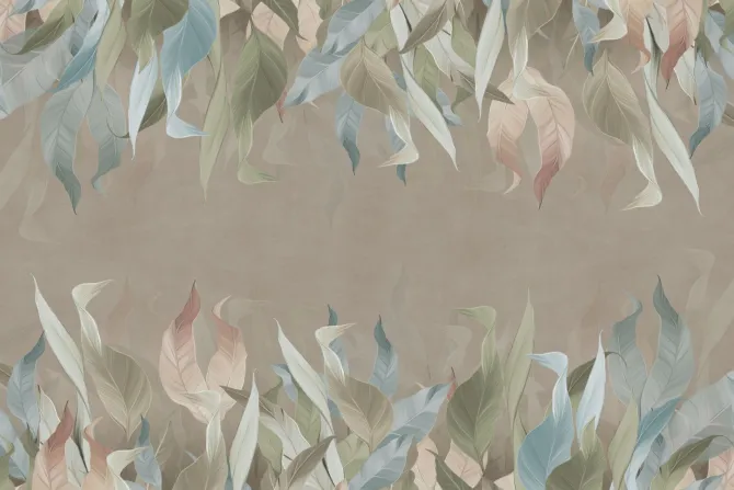 Fototapeta: Tropikalny wzór liście na brązowym tle