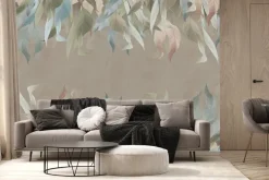 Fototapeta: Tropikalny wzór liście na brązowym tle