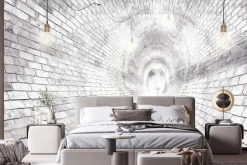 Fototapeta: Tunel 3d szara cegła