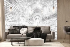 Fototapeta: Tunel 3d szara cegła