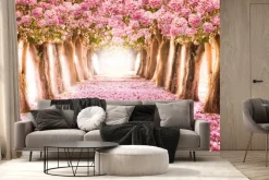 Fototapeta: Tunel 3d z drzew kwiatów wiśni