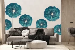Fototapeta: Turkusowe dmuchawce w stylu akwareli abstrakcyjny botaniczny