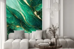 Fototapeta: Turkusowy marmur ze złotymi zdobieniami
