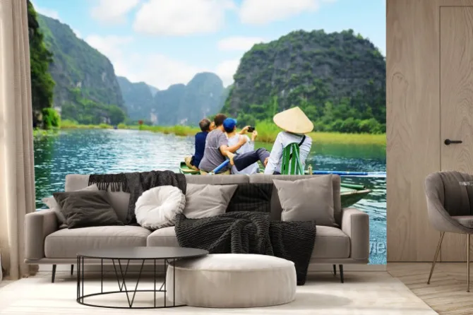 Fototapeta: Turyści robienia zdjęcia. rower za pomocą jej stopy do napędzania