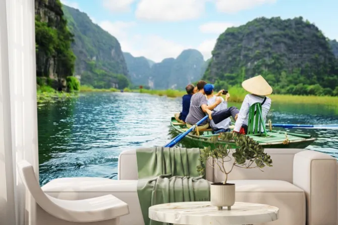 Fototapeta: Turyści robienia zdjęcia. rower za pomocą jej stopy do napędzania