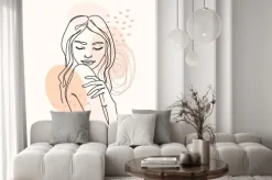 Fototapeta: Twarz dziewczyny rysowana ciągłą linią