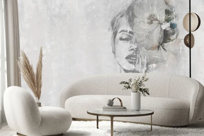 Fototapeta: Twarz kobiety z kwiatem