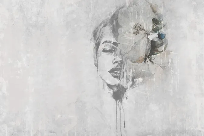 Fototapeta: Twarz kobiety z kwiatem